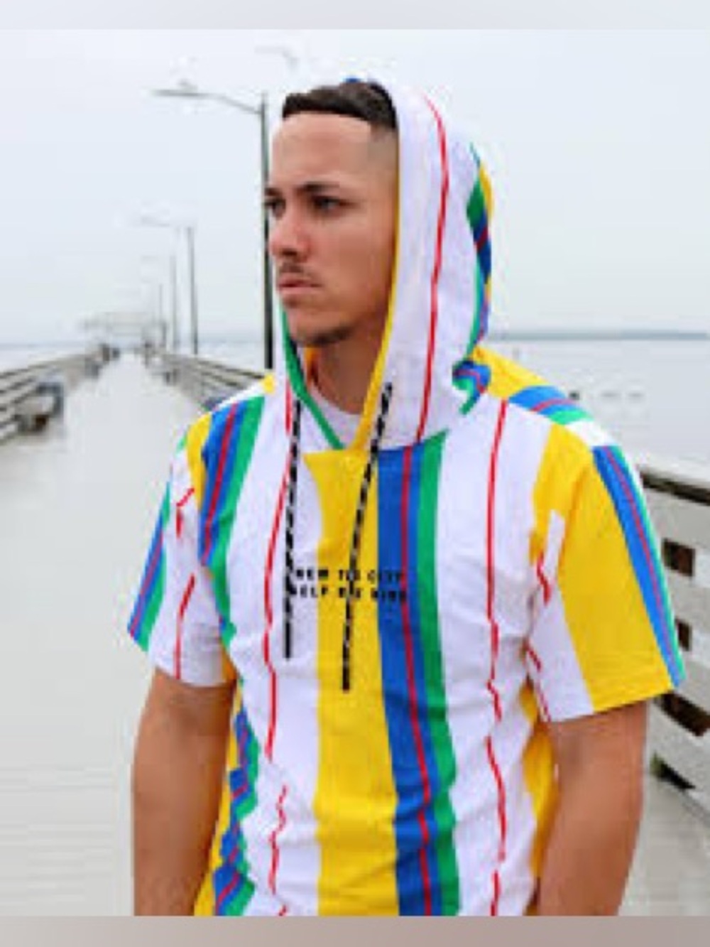 Vox Populi Size L New York City Self Made King Shirt Stripped Hoodie